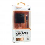 Wholesale 2in1 Wall 20W PD Fast Power Delivery Charger with 3FT USB-C to IP Lighting Cable for iPhone, iDevice (Wall - Black)